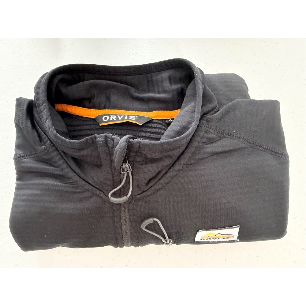 Orvis 1/4 Zip Pullover Mens XL Horseshoe Hills Athletic Black Pockets Jacket EUC - Picture 12 of 15